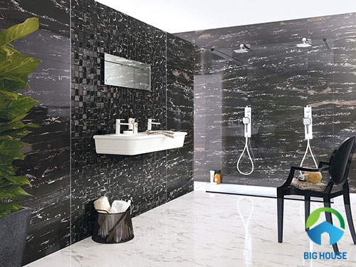 Huyền bí, sang trọng với mẫu gạch ốp tường giả đá màu đen