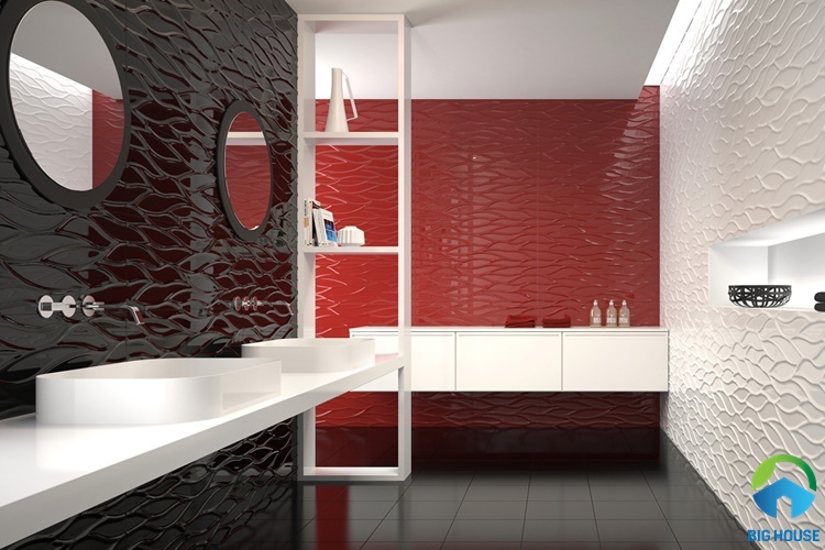 gạch ốp tường màu đỏ 17