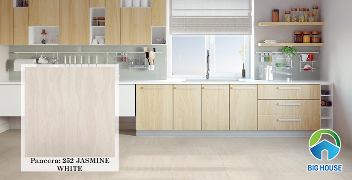 252 JASMINE WHITE thuộc bộ sưu tập gạch cầu vồng, có tone màu nâu trắng.