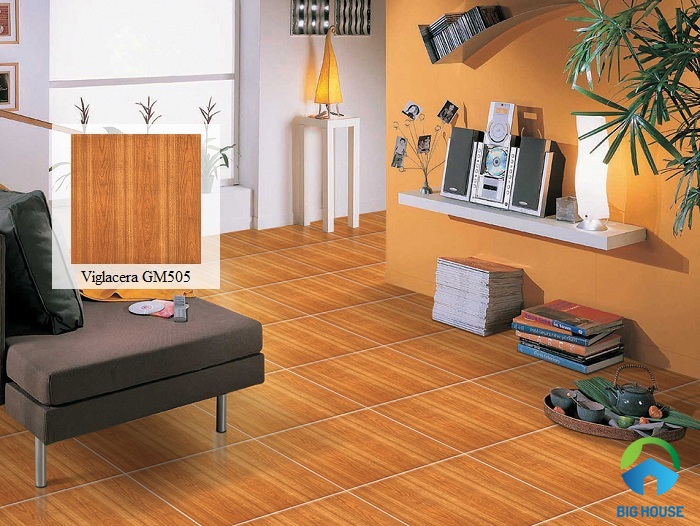 Gạch lát nền phòng khách Viglacera giả gỗ GM505