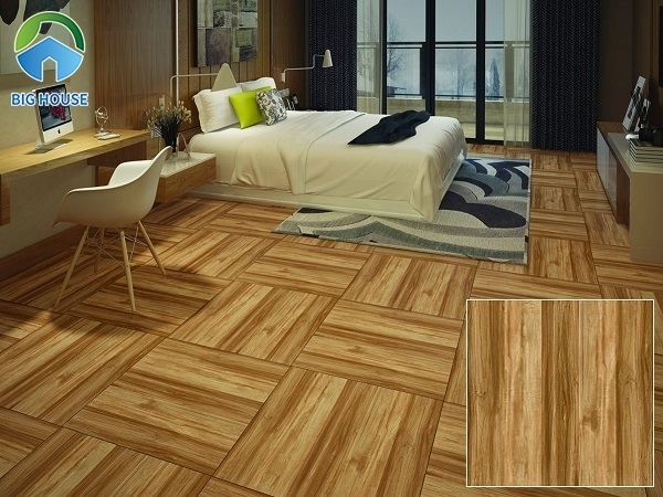 Những mẫu gạch giả gỗ ấm áp Tasa 60x60 cũng là gợi ý lý tưởng để lát nền phòng ngủ