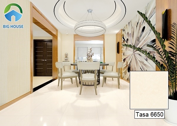 Không gian mang nét đẹp dịu dàng, thanh lịch với mẫu gạch Tasa 6650 60x60 hồng nhẹ.