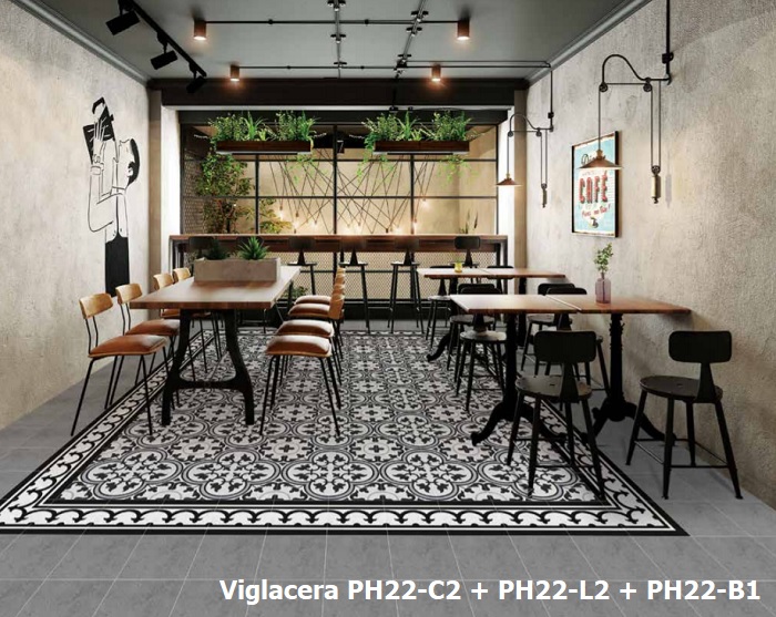 Mẫu gạch bông Viglacera PH22-B1, C2, L2 xương Semi Porcelain