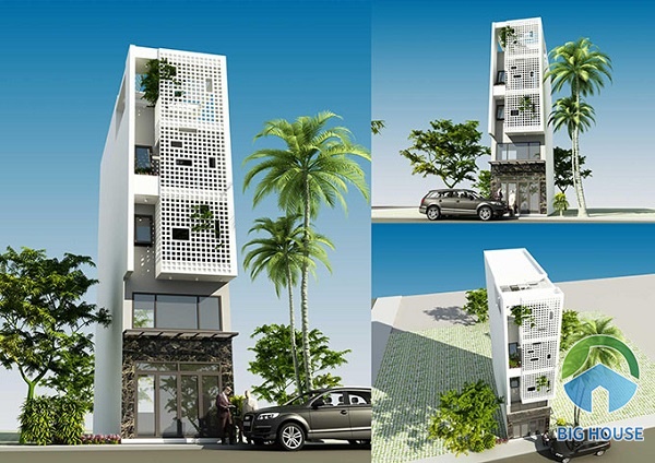gạch trang trí mặt tiền nhà ống