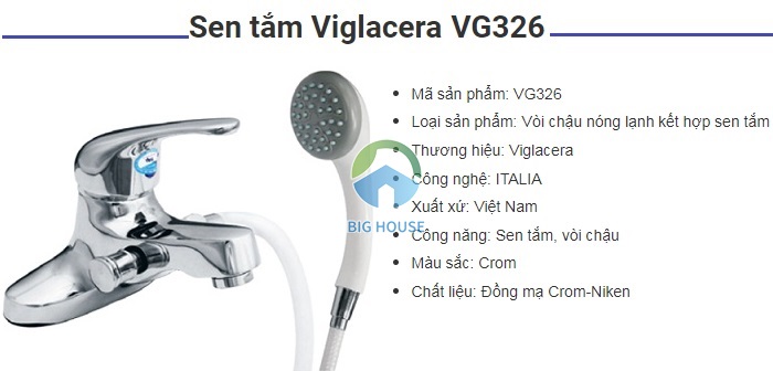 Vòi liền sen nóng lạnh Viglacera VG326 Vòi liền sen nóng lạnh Viglacera VG326