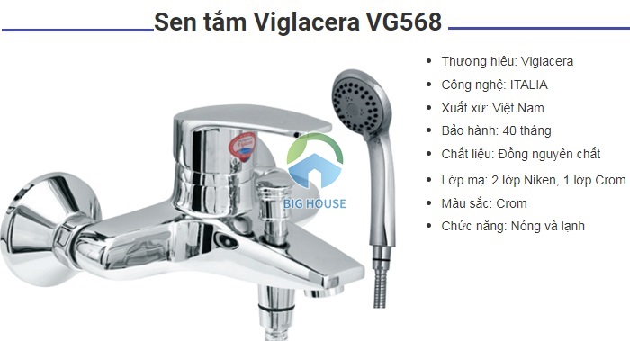 Sen tắm nóng lạnh Viglacera VG568 Sen tắm nóng lạnh Viglacera VG568