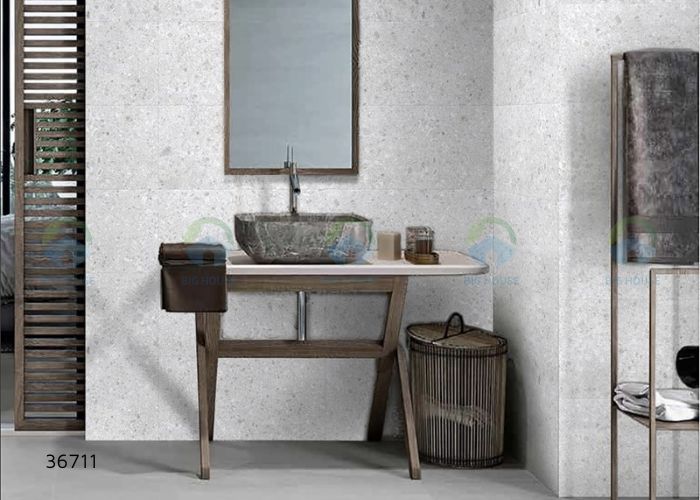 gạch ốp nhà vệ sinh màu ghi terrazzo Apodio 36711