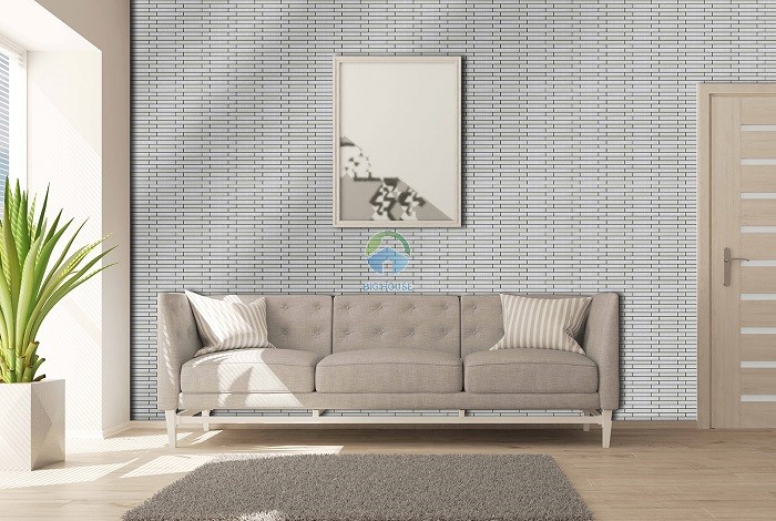 Gạch thẻ Inax trong trang trí tường phòng khách