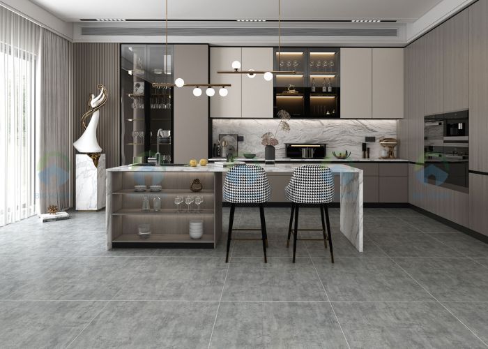 mẫu gạch ốp lát phòng ăn vân xi măng