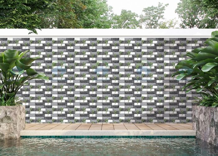 Tường rào ốp gạch 20x40 giả đá