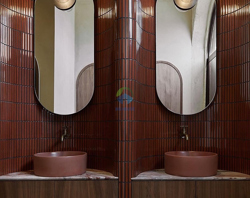 Gạch mosaic que đũa màu đỏ