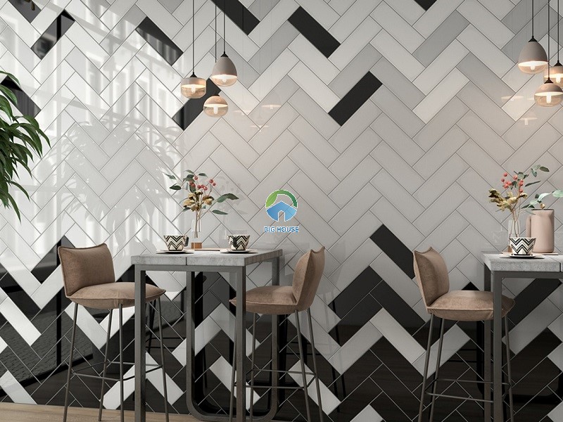 Gạch ốp 10x30 tone trắng đen ốp tường