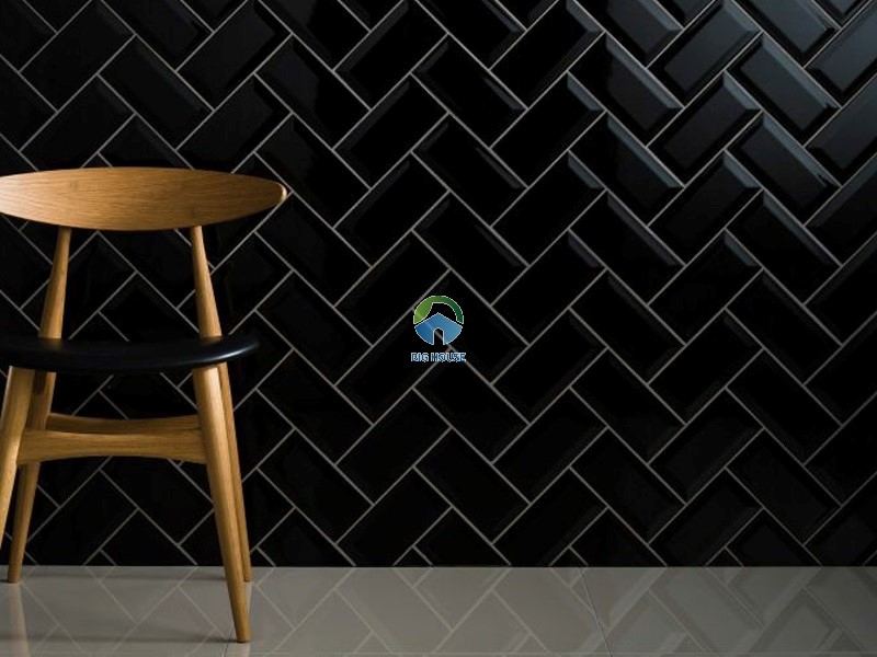 Gạch 7,5x15 bóng vát cạnh màu đen