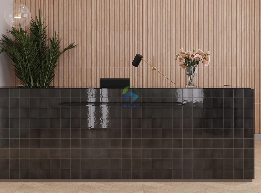 gạch thẻ vuông 10x10 màu đen ốp quầy