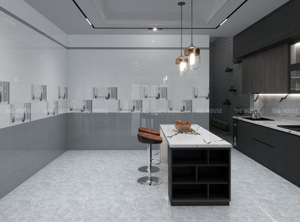 Bếp ốp gạch chân tường 30x60