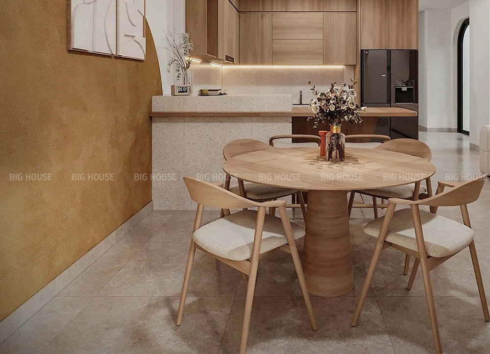 Phòng bếp ốp gạch chân tường thấp