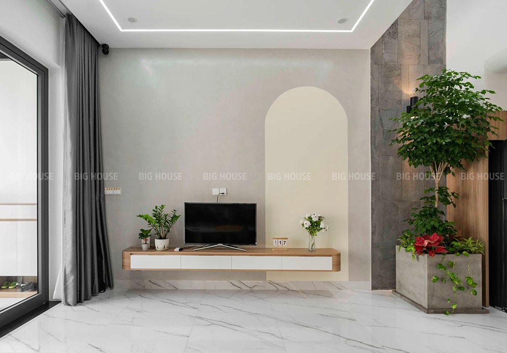 Gạch ốp cắt từ gạch lát nền tạo sự đồng bộ cho không gian