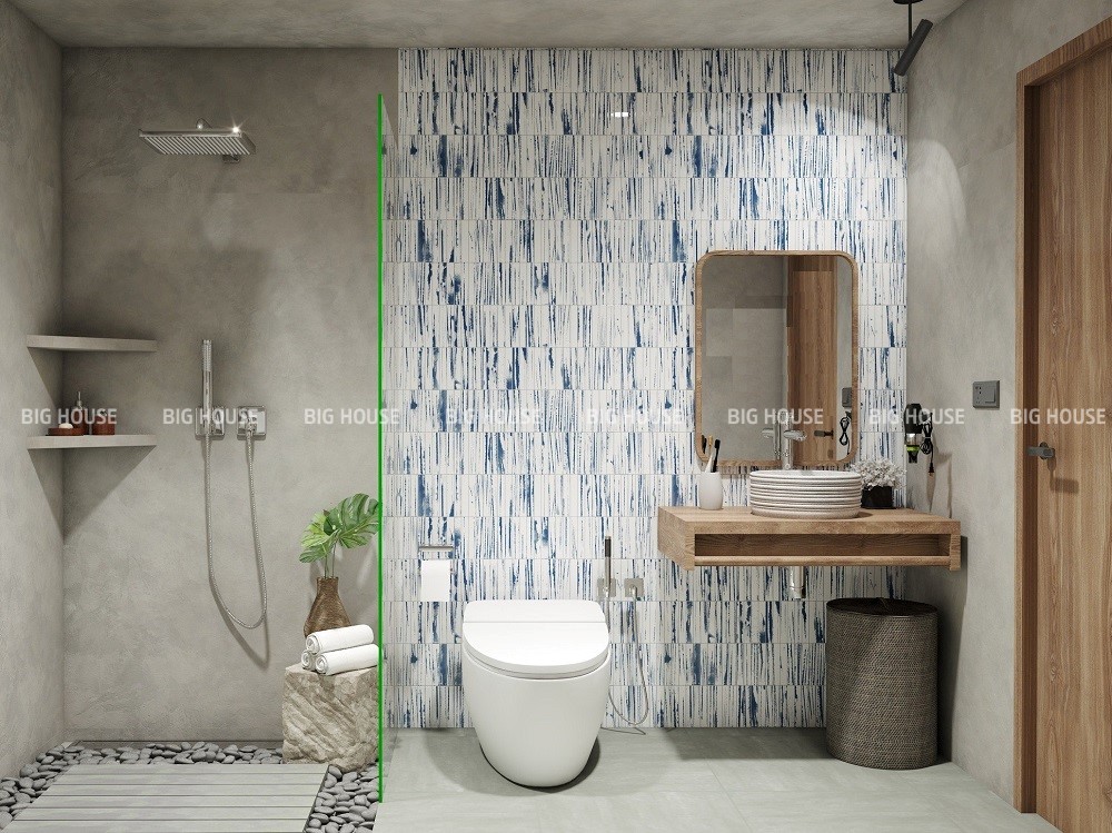 Mẫu gạch mosaic kính nền trắng vân đá xanh