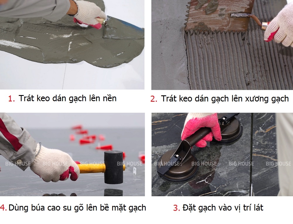 Các bước thi công lát gạch khổ lớn Các bước thi công lát gạch khổ lớn