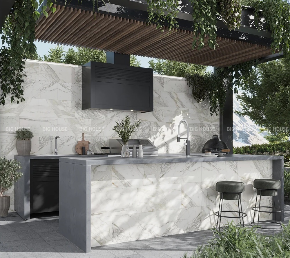 Gạch màu trắng vân đá marble mang vẻ đẹp sang trọng, ấn tượng