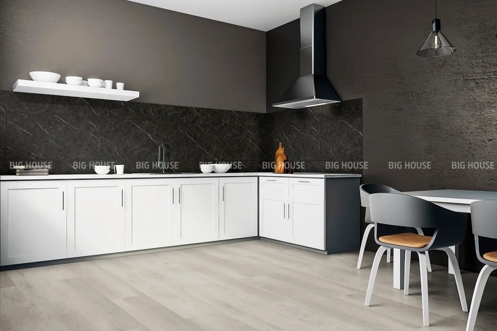 Mẫu gạch xương porcelain chống thấm tốt giúp tăng tuổi thọ cho tường bếp.