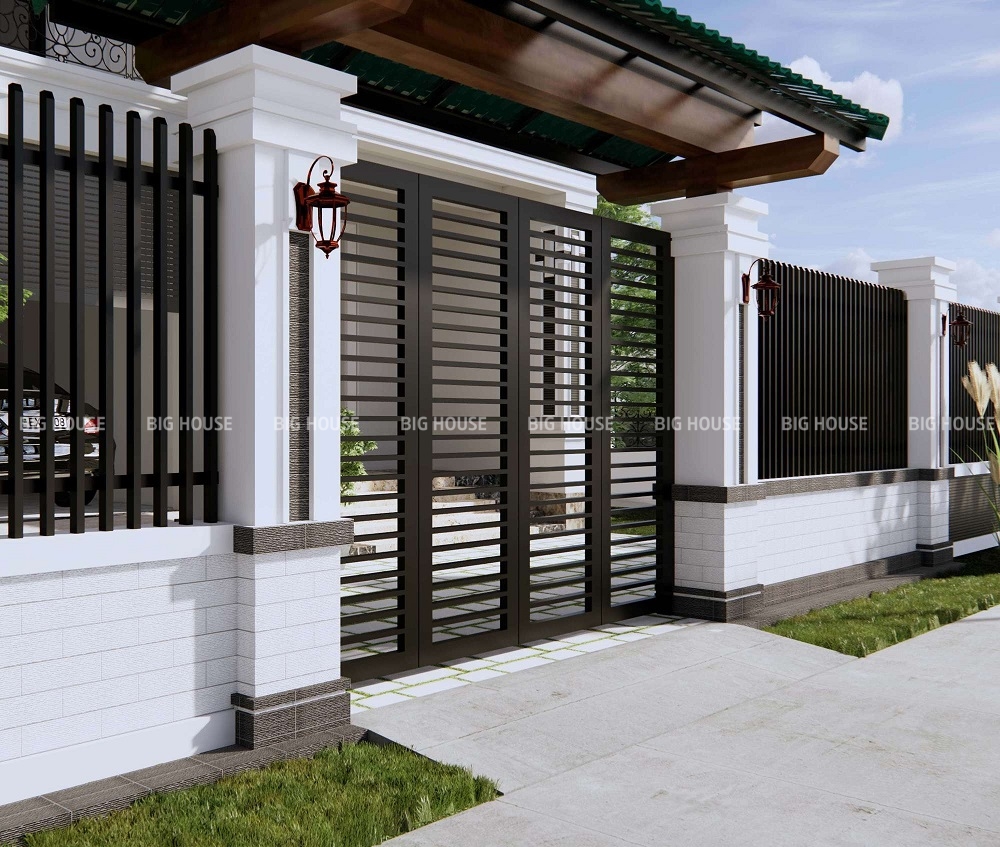gạch thẻ ốp cột cổng nhà màu trắng
