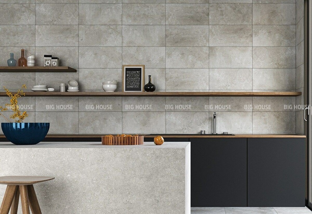gạch ốp tường bếp 30x60 giả xi măng xám