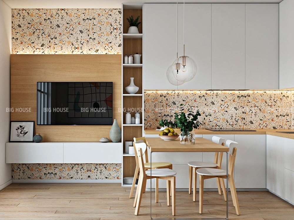 Mảng tường bếp ốp gạch Terrazzo 30x60