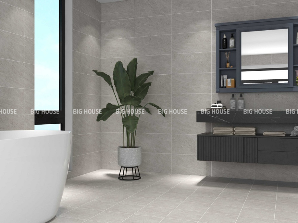 Mẫu gạch nhà vệ sinh màu xám Prime 20044 30x30 xương semi porcelain chịu lực và chống thấm tốt.